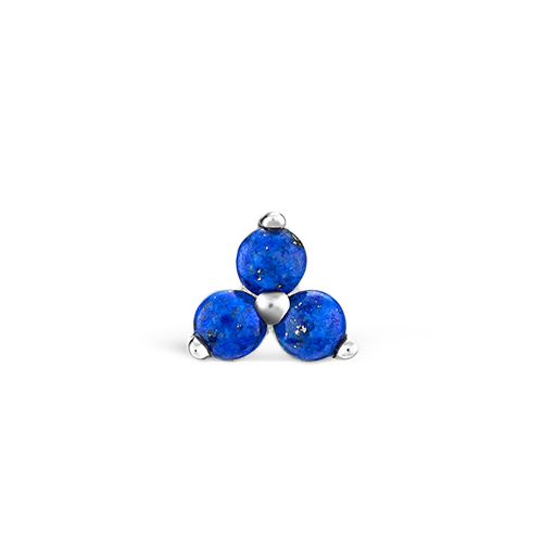 Lapis Trinity Threaded Stud Earring - Image 3