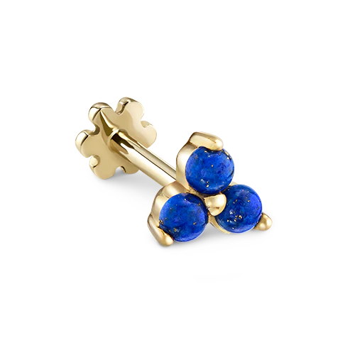 Lapis Trinity Threaded Stud Earring - Image 5
