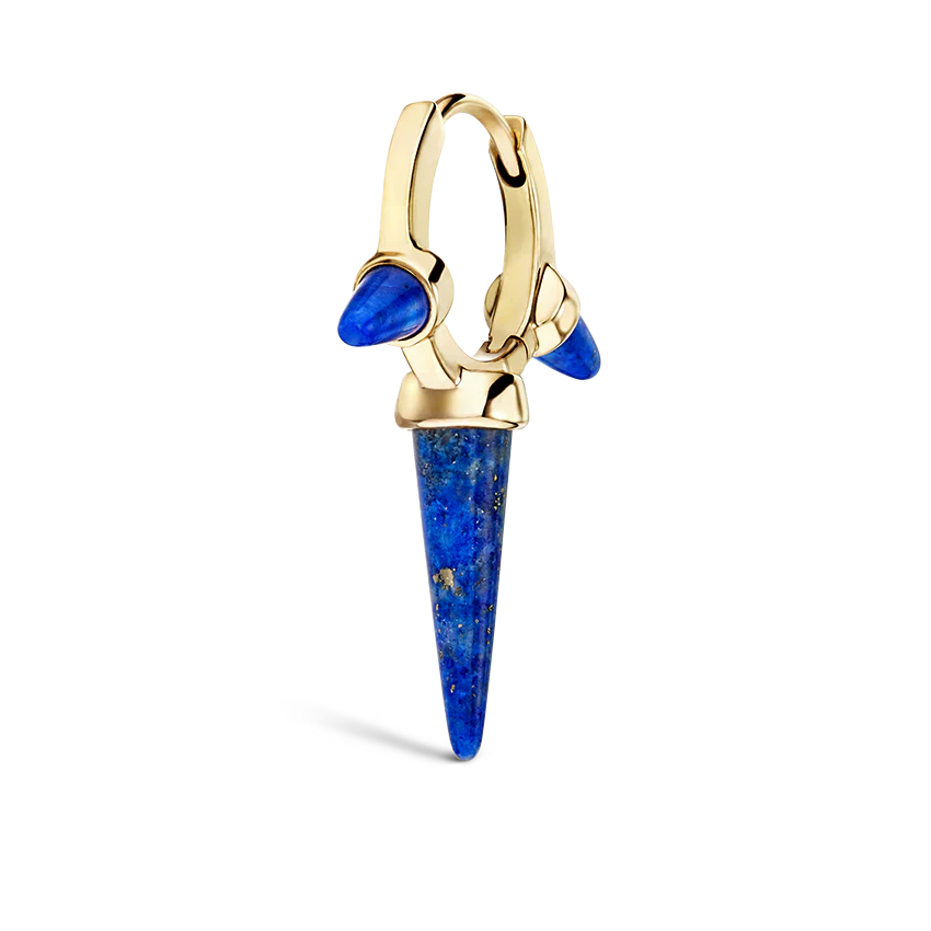 Lapis Triple Long Spike Hoop Earring - Image 11