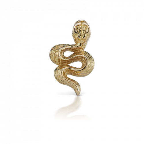 Engraved Snake with Diamond Eyes Stud Earring - Image 6