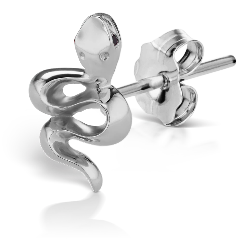 Snake with Black Diamond Eyes Earstud