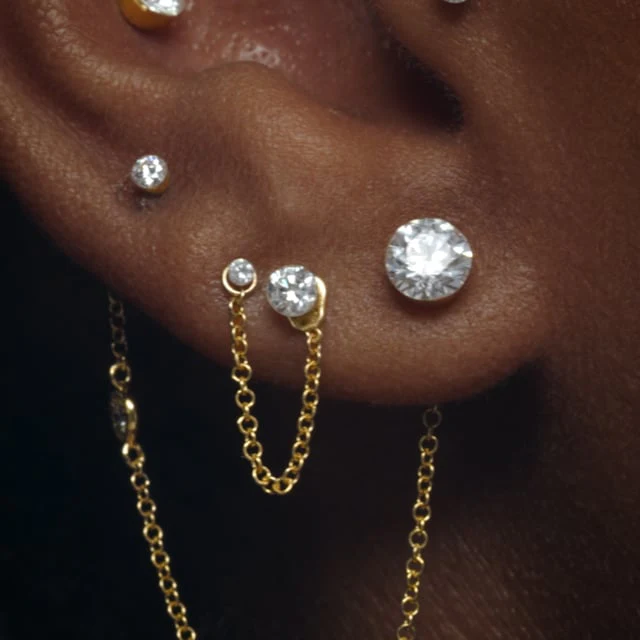 Double Scallop Set Diamond Chain Connecting Charm - Image 10