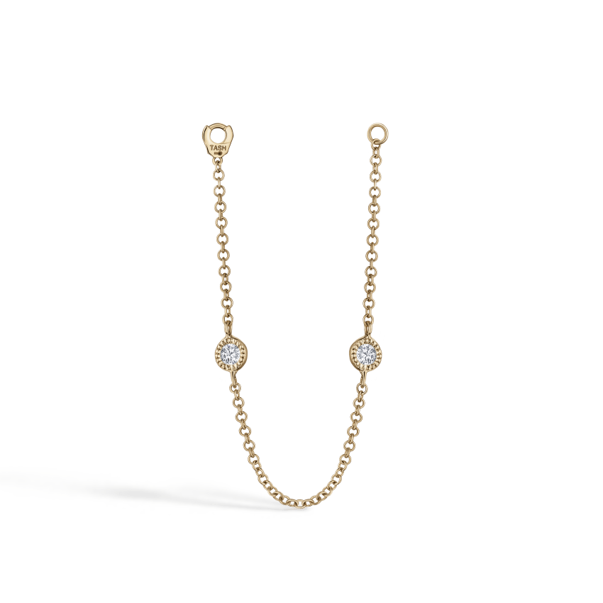 Double Scallop Set Diamond Chain Connecting Charm - Image 7