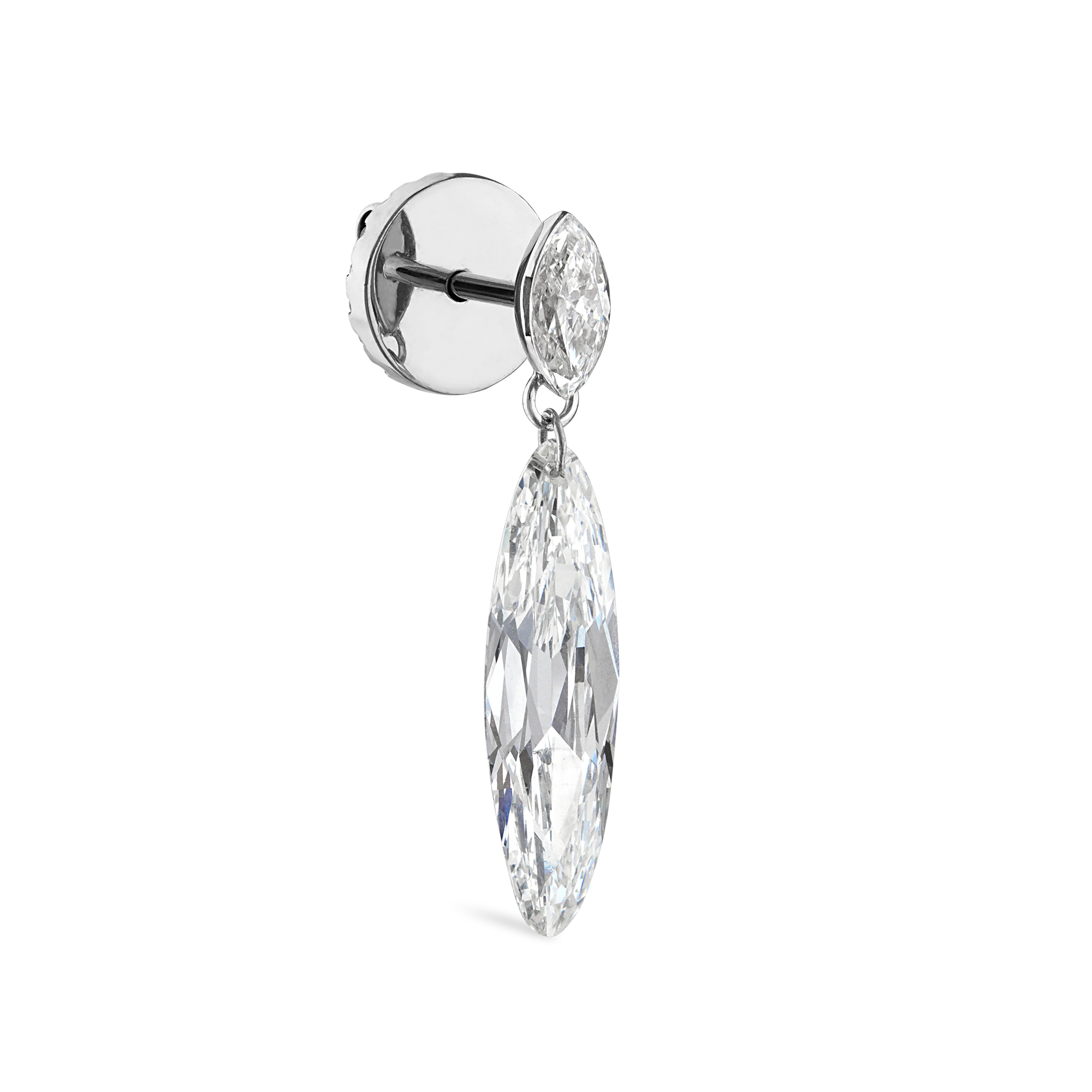 Marquise and Floating Lance Diamond Stud Earring - Image 8