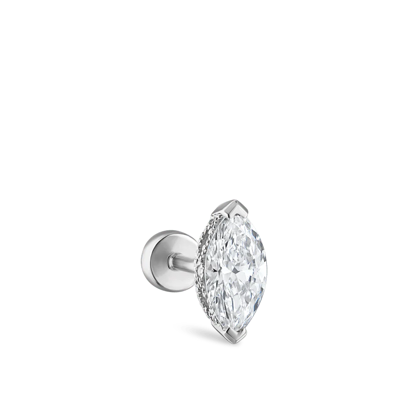 Marquise Diamond Threaded Stud Earring - Image 11