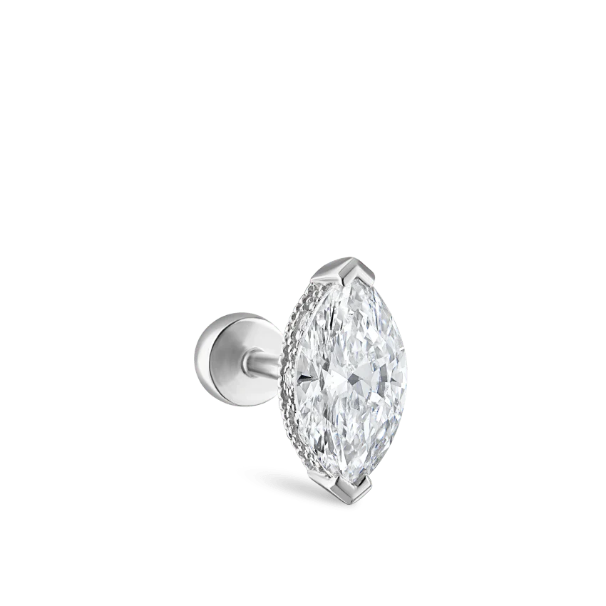 Marquise Diamond Threaded Stud Earring - Image 17