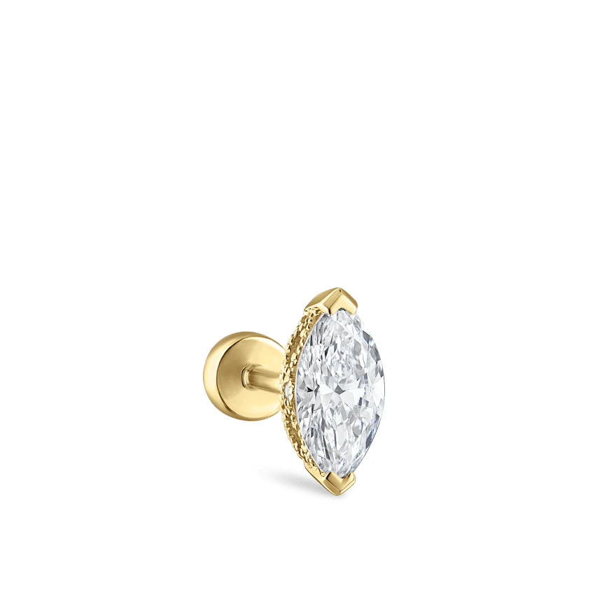 Marquise Diamond Threaded Stud Earring - Image 32