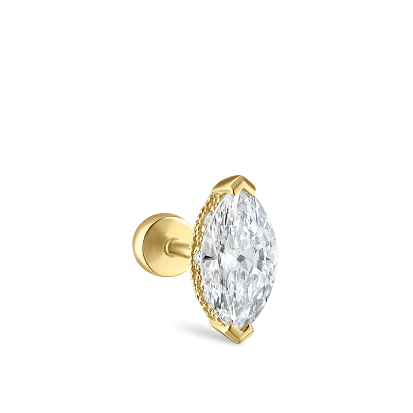 Marquise Diamond Threaded Stud Earring - Image 38