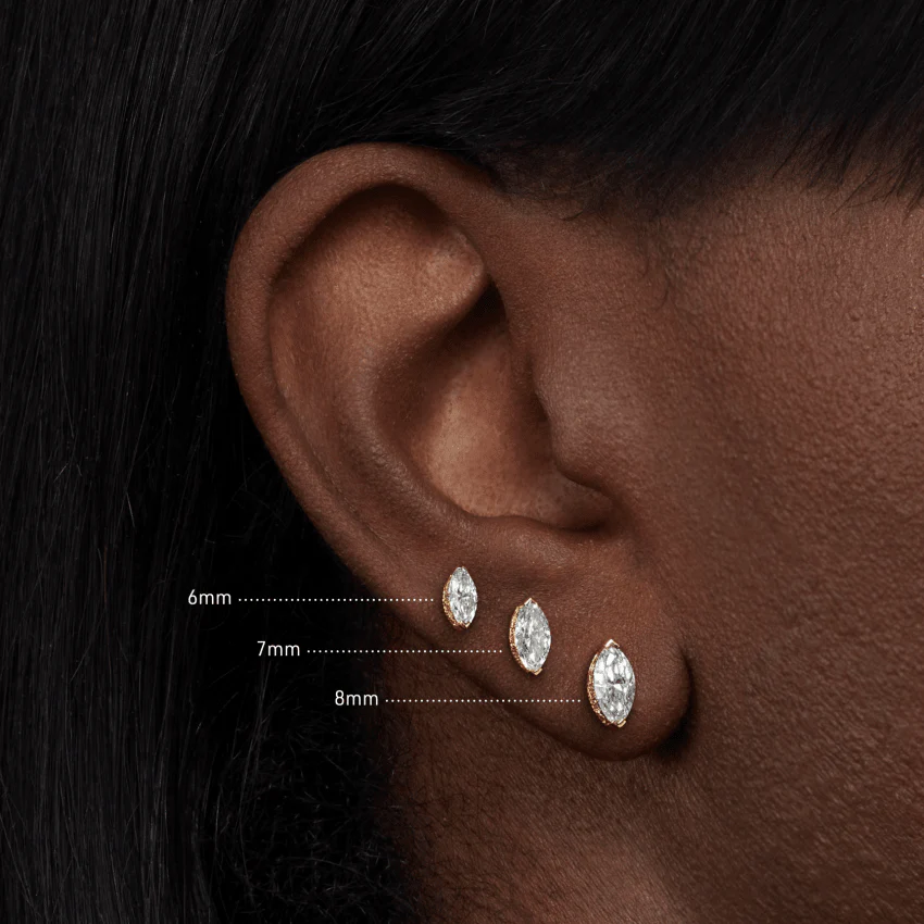 Marquise Diamond Threaded Stud Earring - Image 52