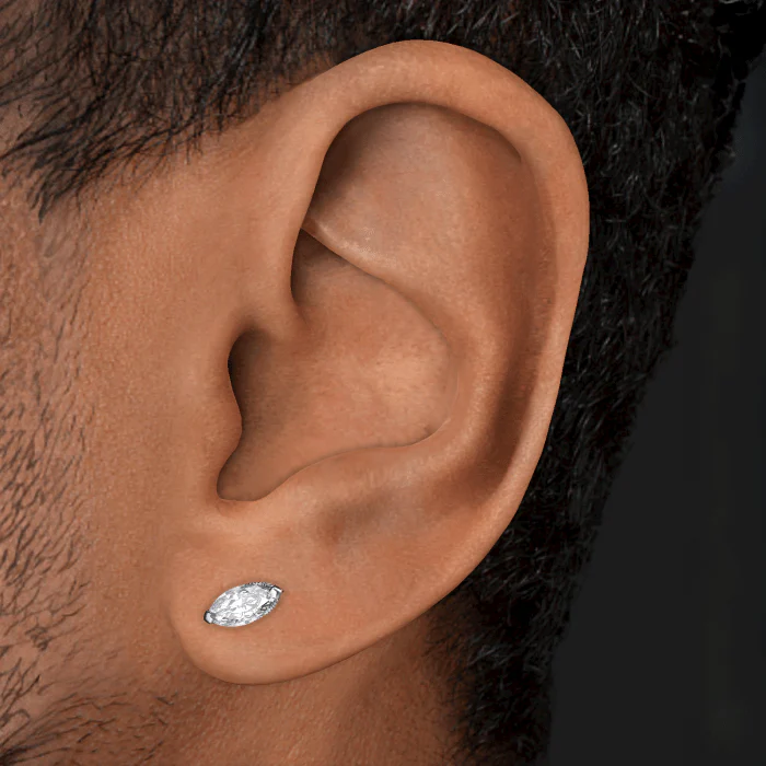 Marquise Diamond Threaded Stud Earring With Titanium Backing - Image 12