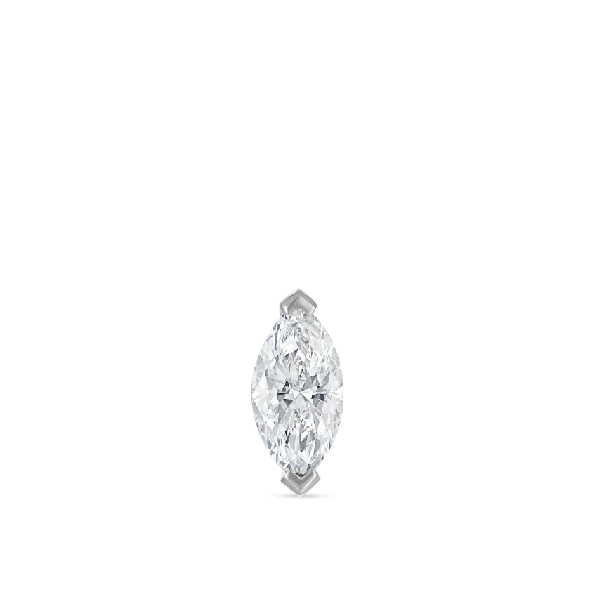 Marquise Diamond Threaded Stud Earring With Titanium Backing - Image 16