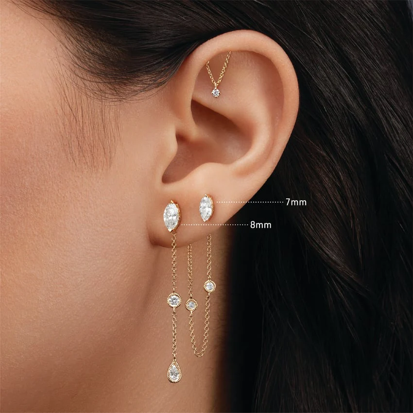 Marquise Diamond Threaded Stud Earring With Titanium Backing - Image 56