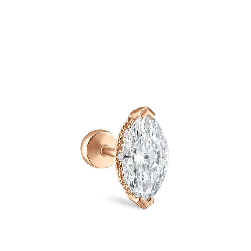 Marquise Diamond Threaded Stud Earring With Titanium Backing - Image 59