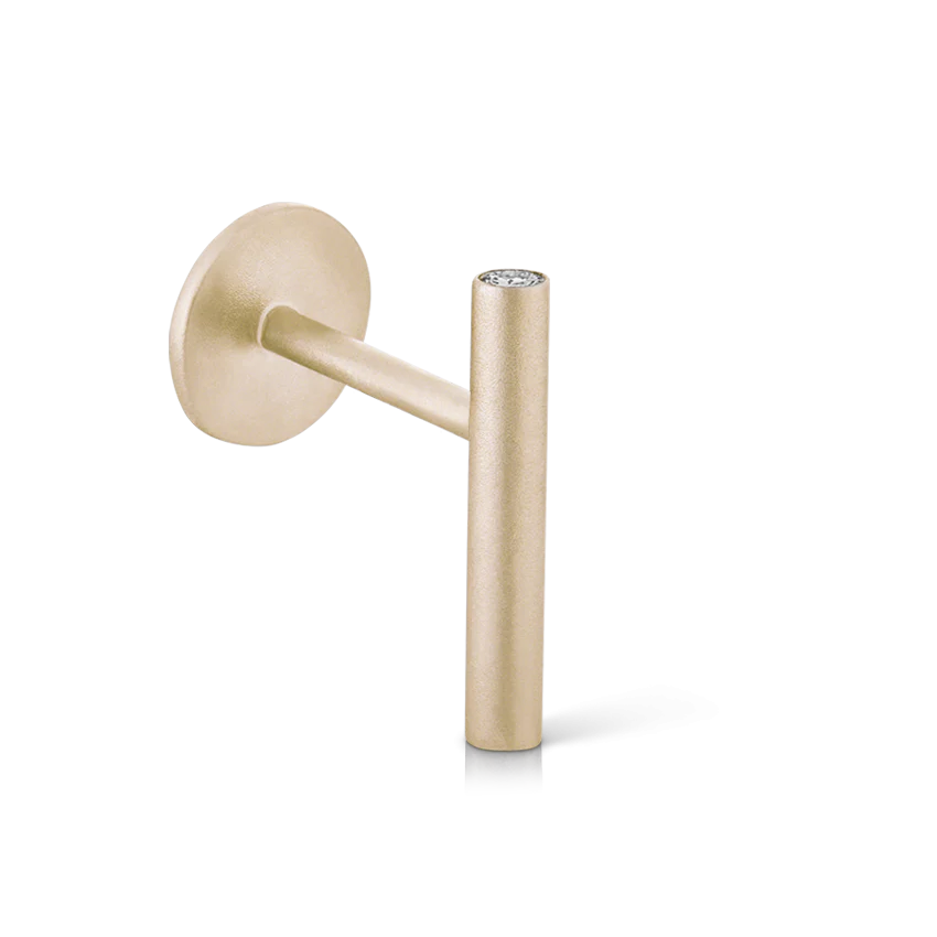 Matte Round Bar with Diamond Ends Threaded Stud Earring - Image 4