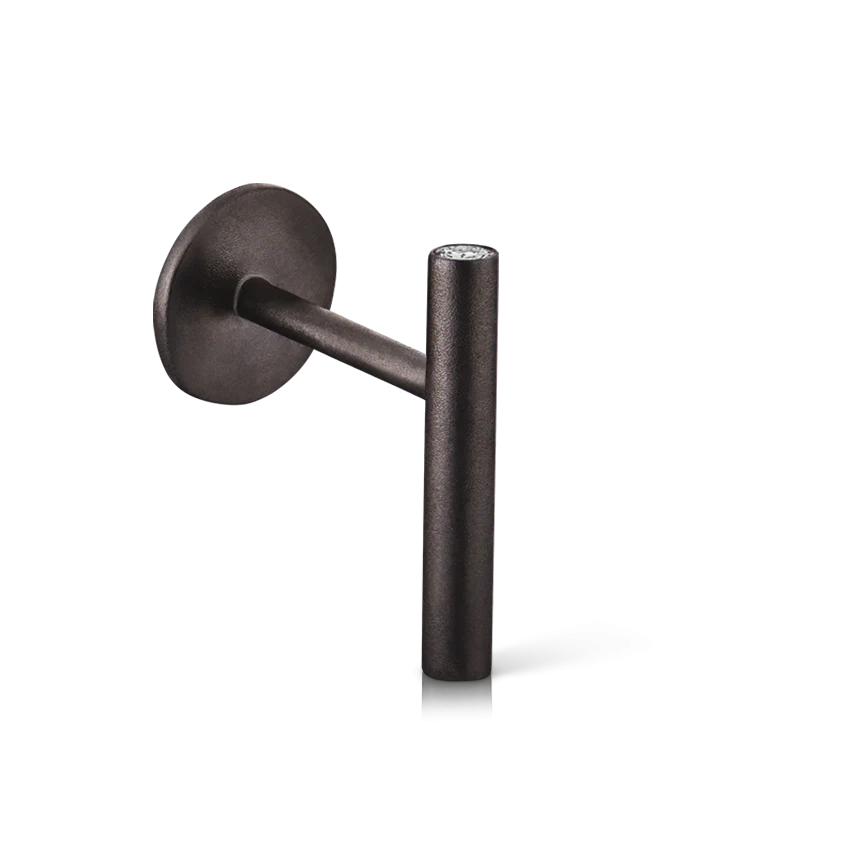 Matte Round Bar with Diamond Ends Threaded Stud Earring With Titanium Backing - Image 8