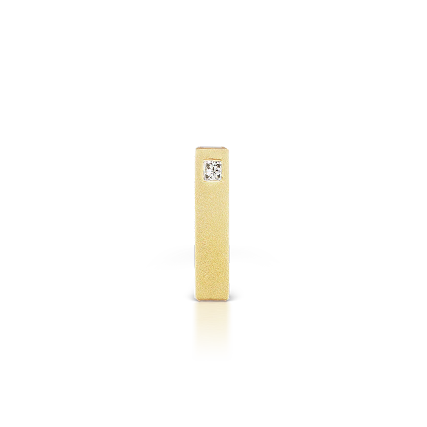 Matte Square Three Diamond End Bar Stud Earring - Image 10