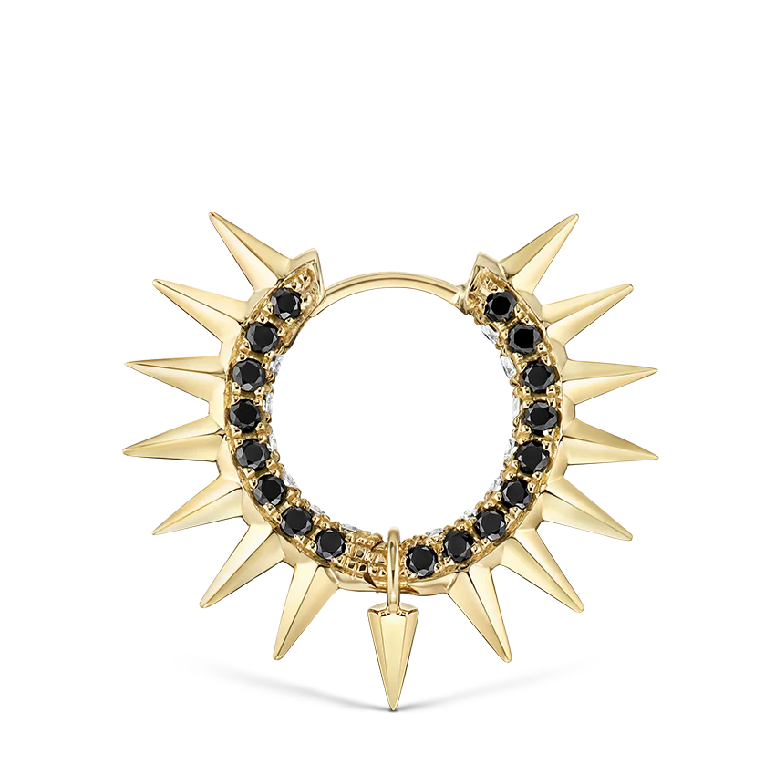 Metal Mohawk with Black and White Diamond Pavé Hoop Earring - Image 37