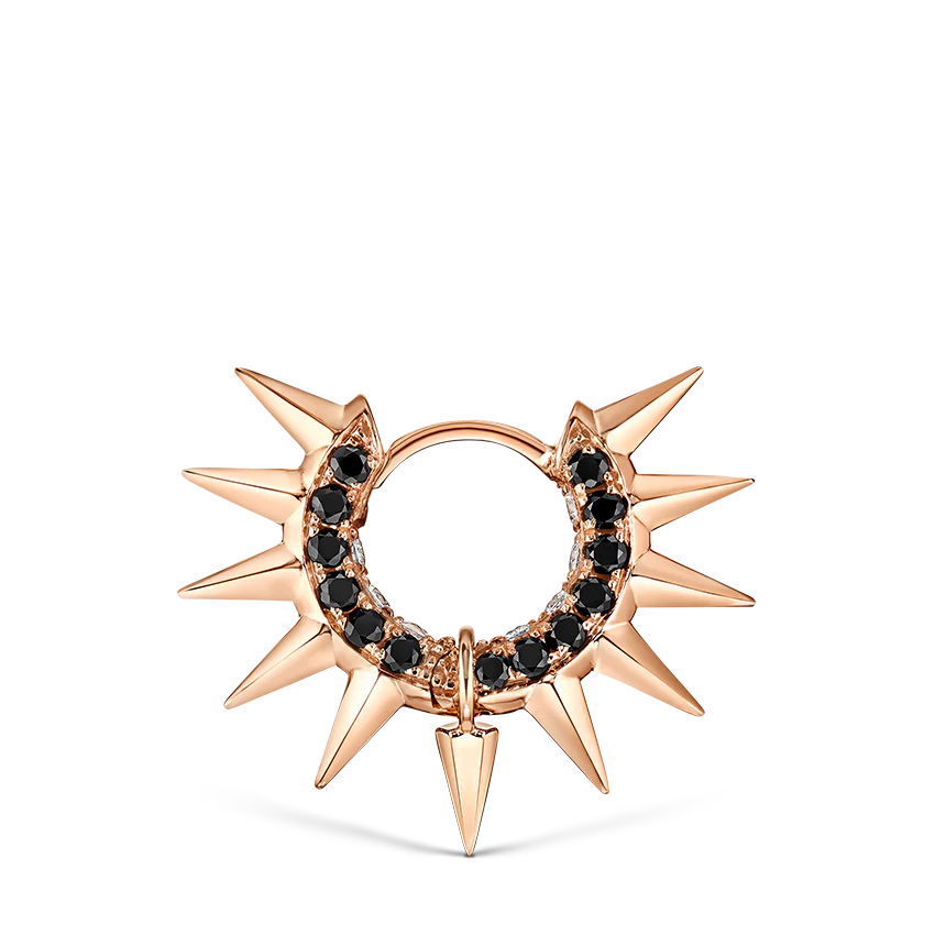 Metal Mohawk with Black and White Diamond Pavé Hoop Earring - Image 51