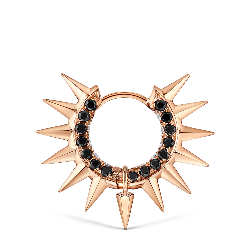 Metal Mohawk with Black and White Diamond Pavé Hoop Earring - Image 55