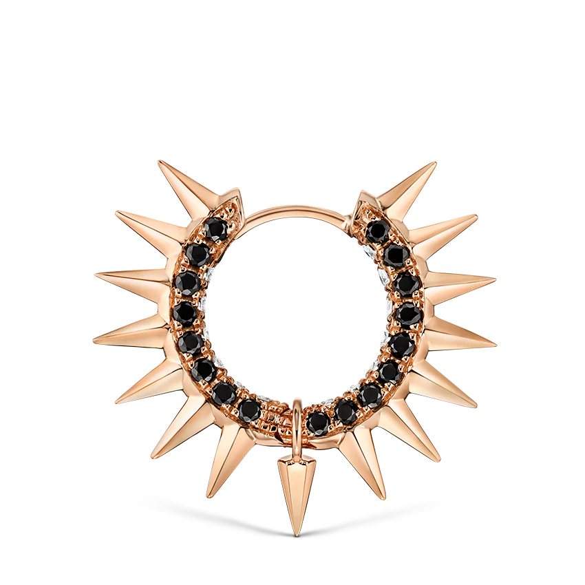 Metal Mohawk with Black and White Diamond Pavé Hoop Earring - Image 61