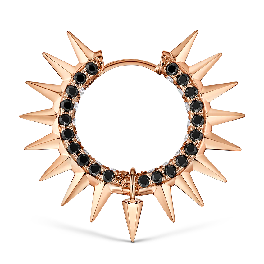Metal Mohawk with Black and White Diamond Pavé Hoop Earring - Image 67