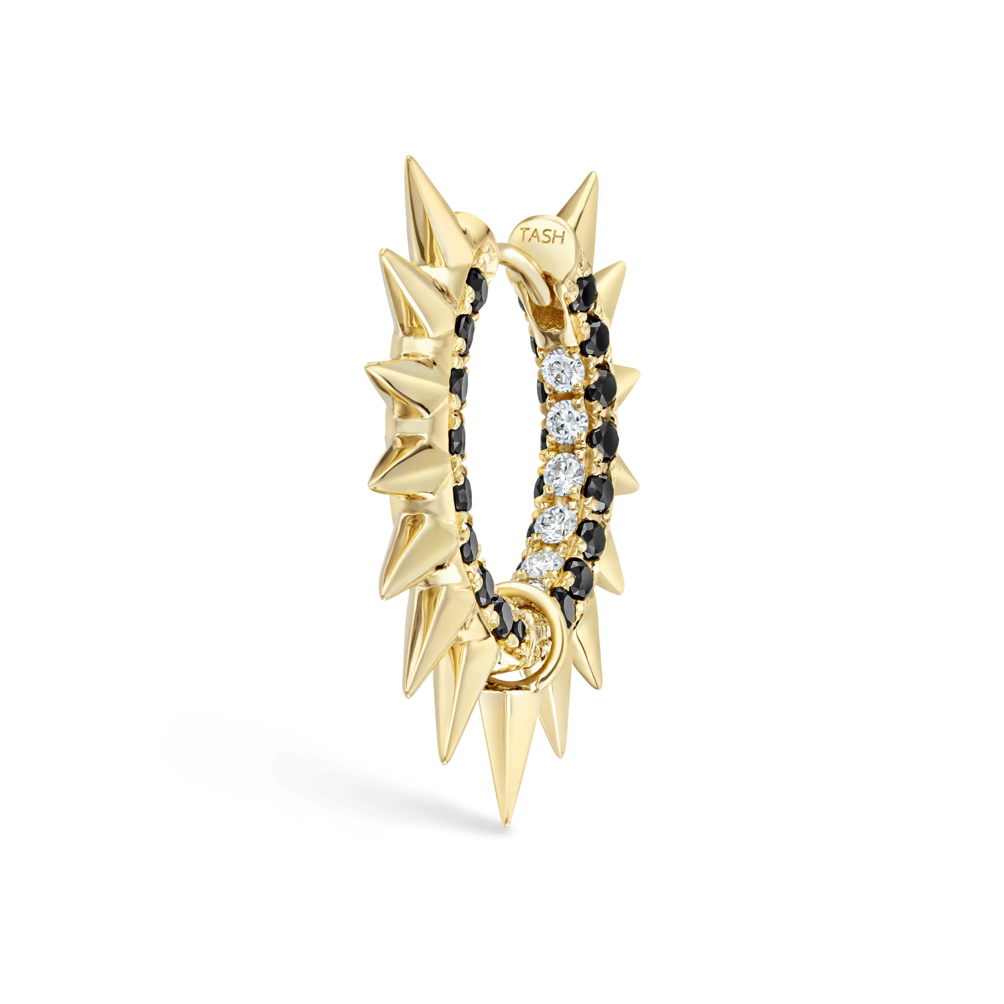 Metal Mohawk with Black and White Diamond Pavé Hoop Earring - Image 82