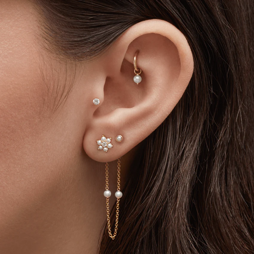 Natural Pearl Threaded Stud Earring - Image 10