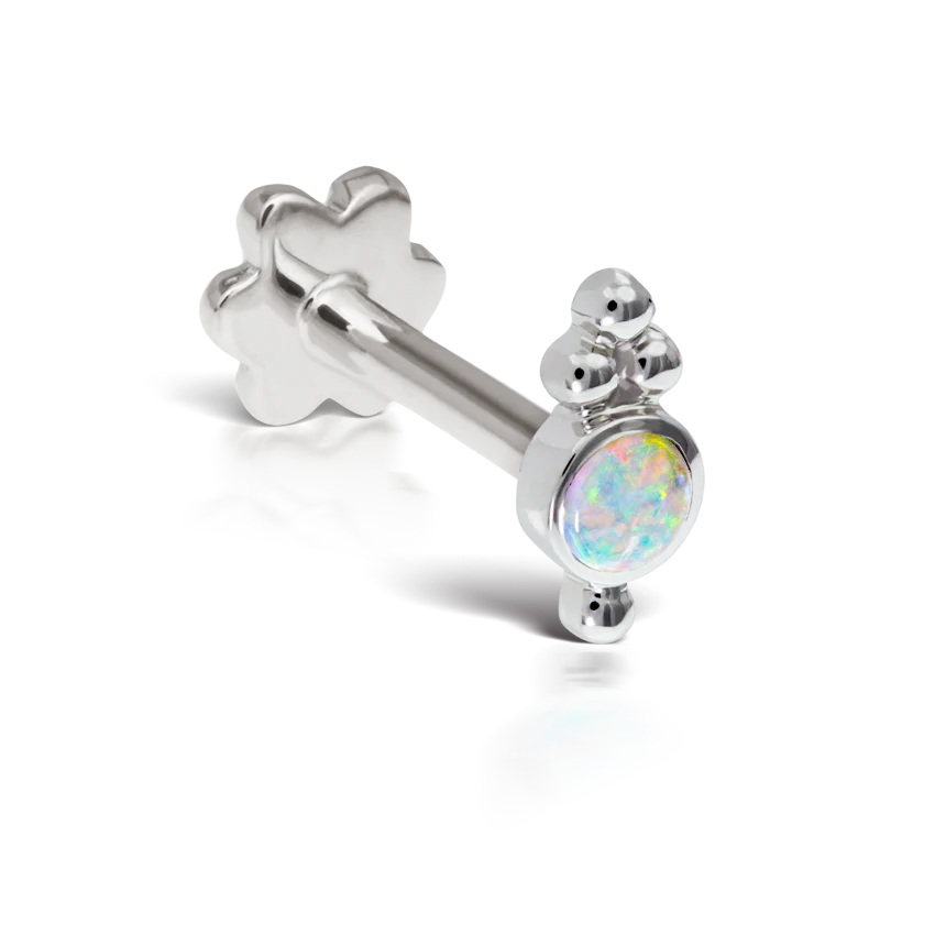 Opal Four Ball Trinity Threaded Stud Earring With Titanium Backing - Image 2