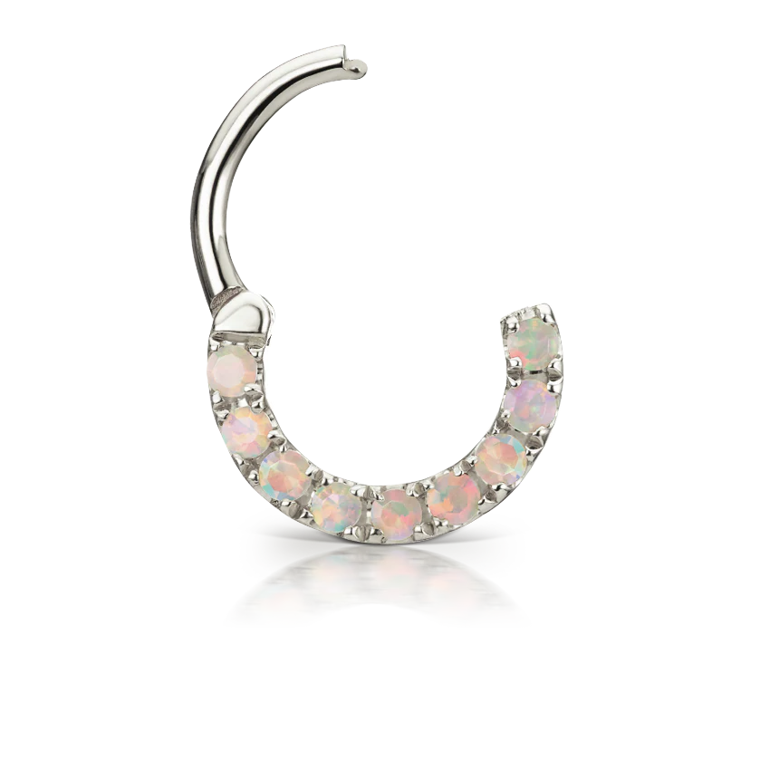 Opal Horizontal Eternity Hoop Earring - Image 3
