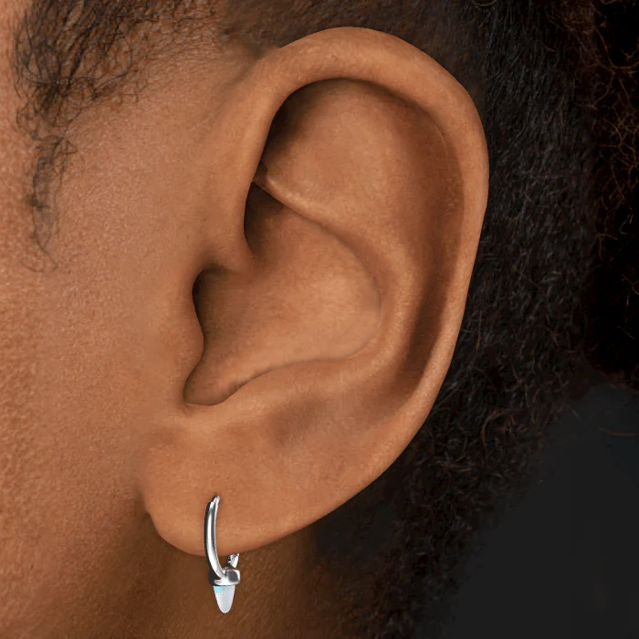 Opal Single Short Spike Hoop Earring (Non-Rotating) - Image 11