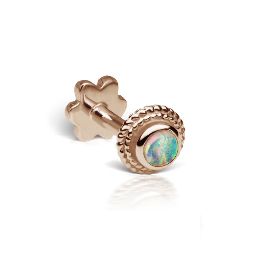 Opal Thin Braid Threaded Stud Earring With Titanium Backing - Image 3