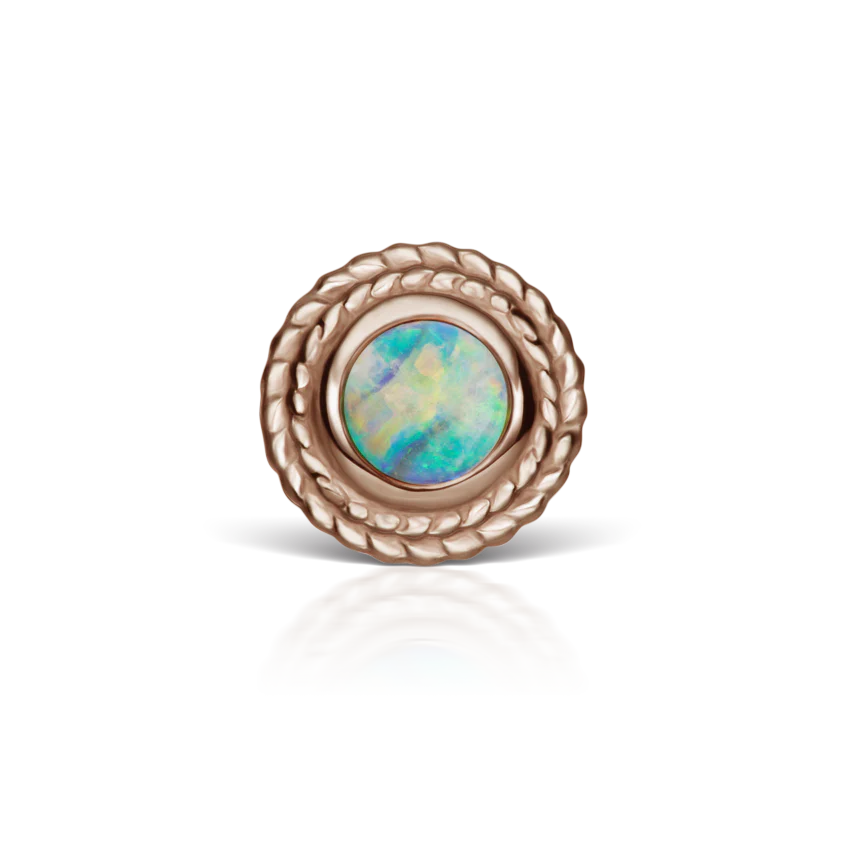 Opal Thin Braid Threaded Stud Earring With Titanium Backing - Image 5