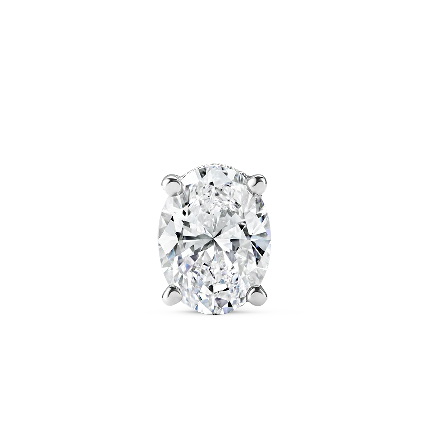 Oval Diamond Engraved Threaded Stud Earring - Image 6
