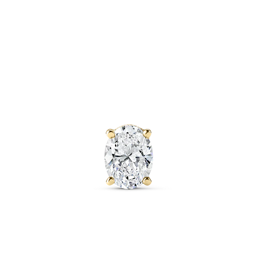 Oval Diamond Engraved Threaded Stud Earring - Image 8