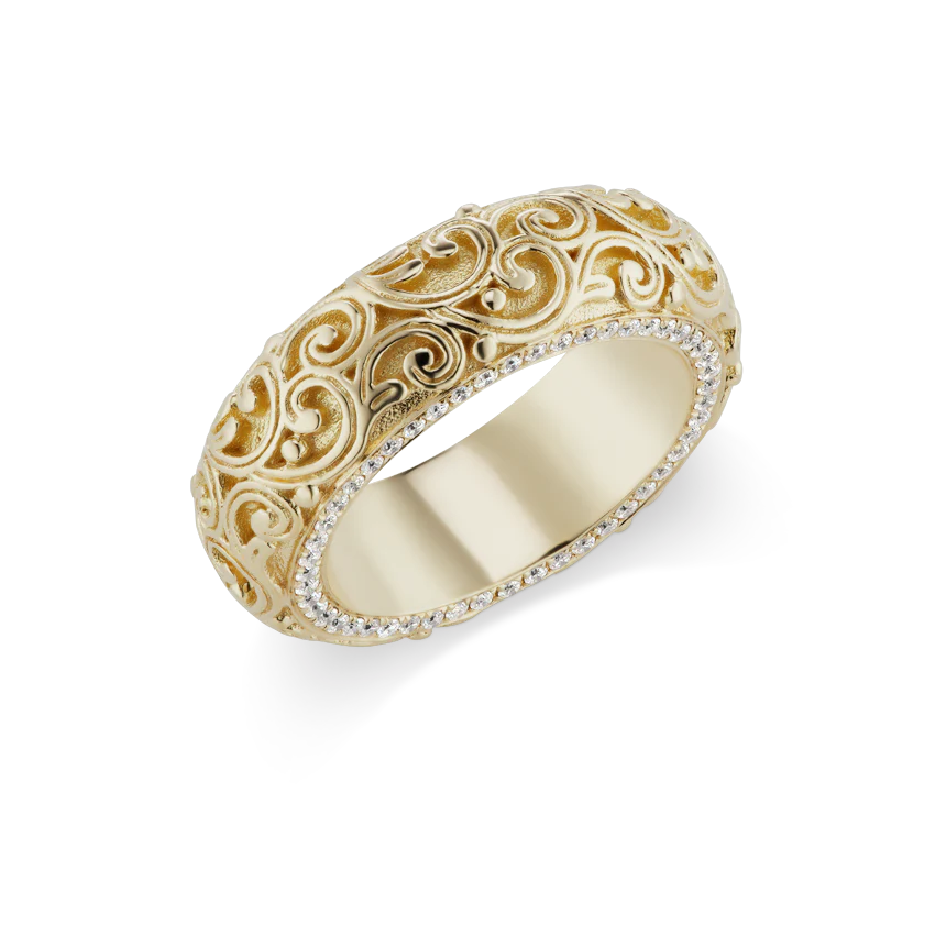Pavé Diamond and Engraved Finger Ring - Image 9