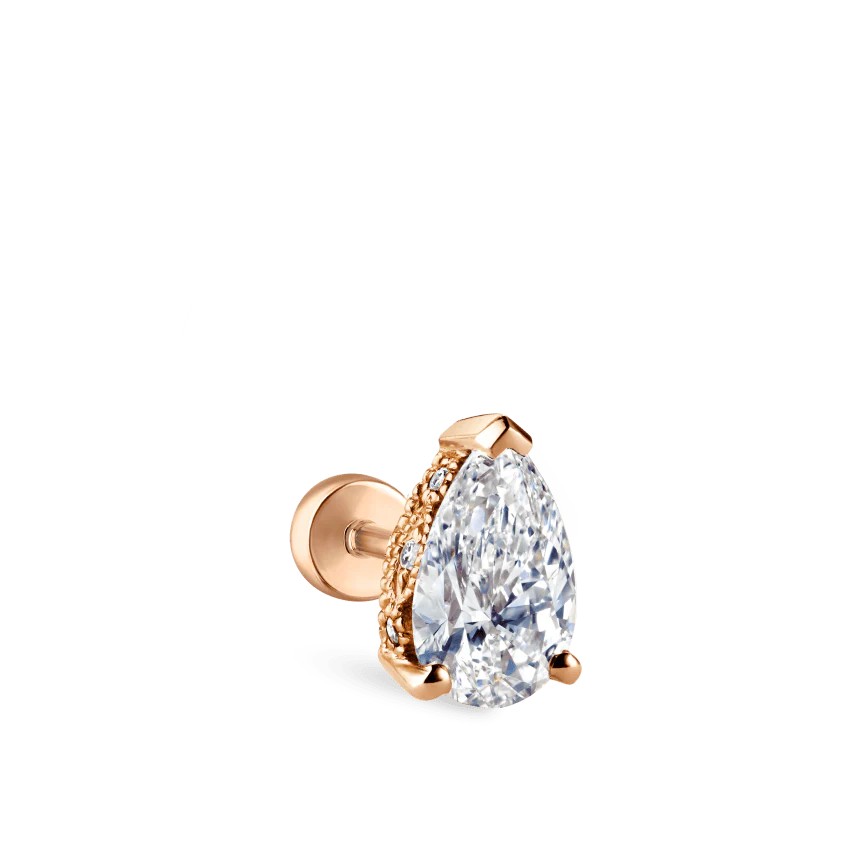 Pear Diamond Threaded Stud Earring, Diamond Back - Image 26