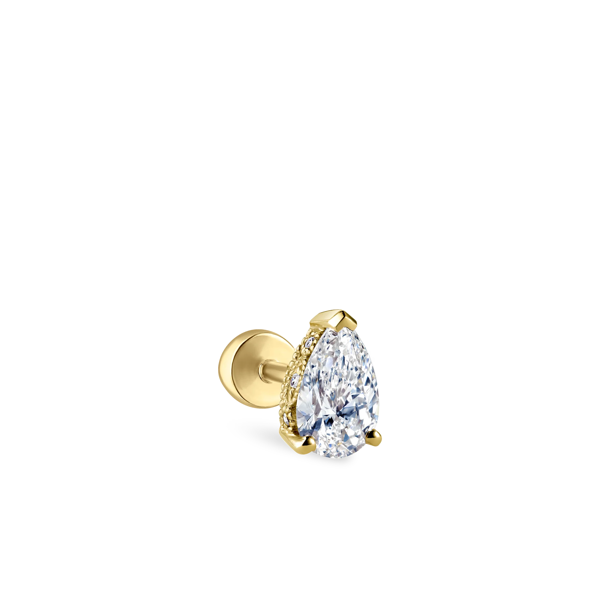 Pear Diamond Threaded Stud Earring, Diamond Back - Image 31