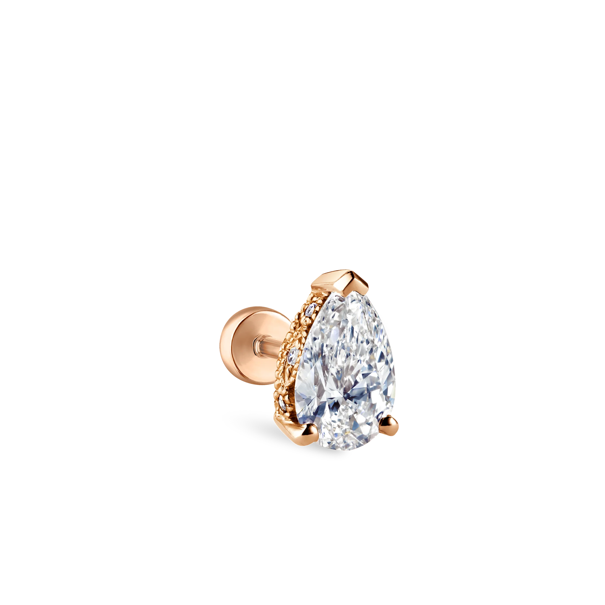 Pear Diamond Threaded Stud Earring, Diamond Back - Image 32