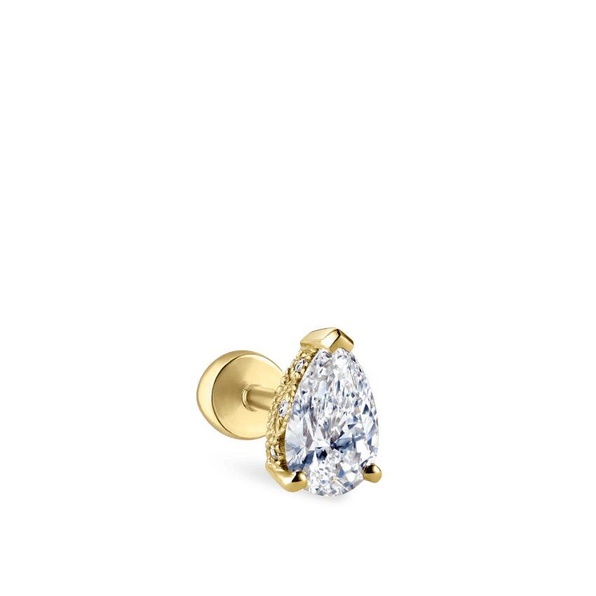 Pear Diamond Threaded Stud Earring, Diamond Back With Titanium Backing - Image 11
