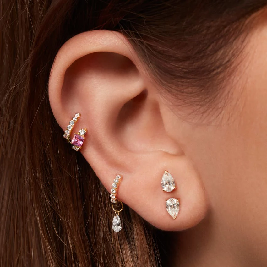 Pear Diamond Threaded Stud Earring, Diamond Back With Titanium Backing - Image 13