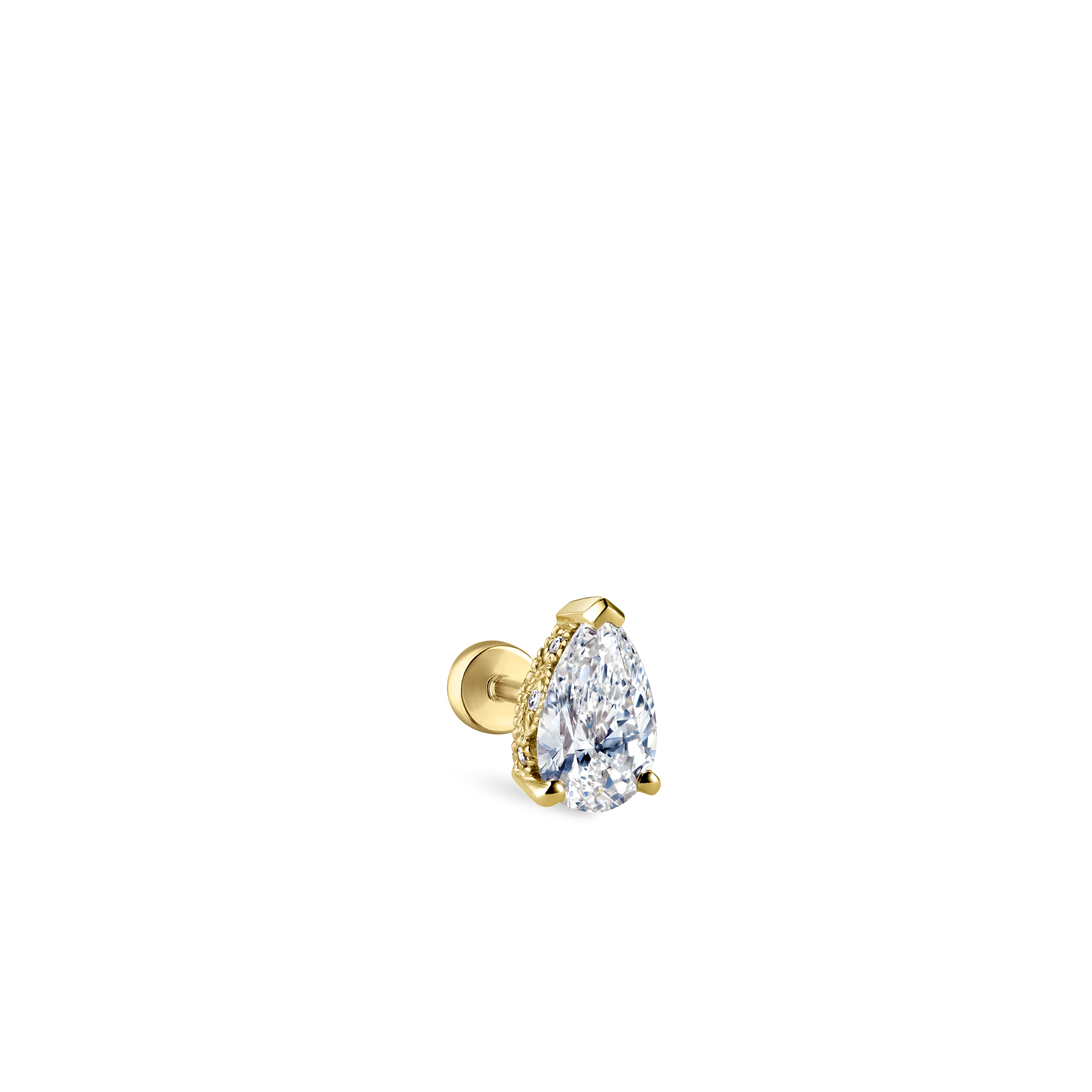 Pear Diamond Threaded Stud Earring, Diamond Back With Titanium Backing - Image 30
