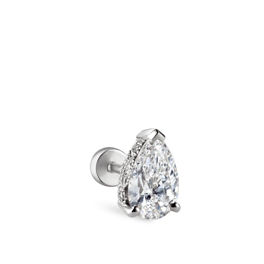 Pear Diamond Threaded Stud Earring, Diamond Back With Titanium Backing - Image 8