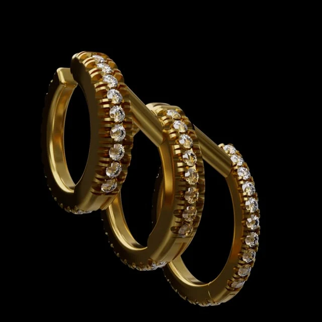 Pearl and Diamond Triple Linked Eternity Hoop Earring and Cuffs - Image 5