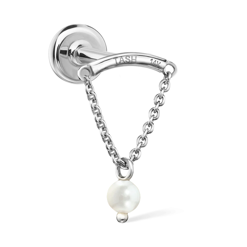 Pearl Drape Threaded Stud Earring