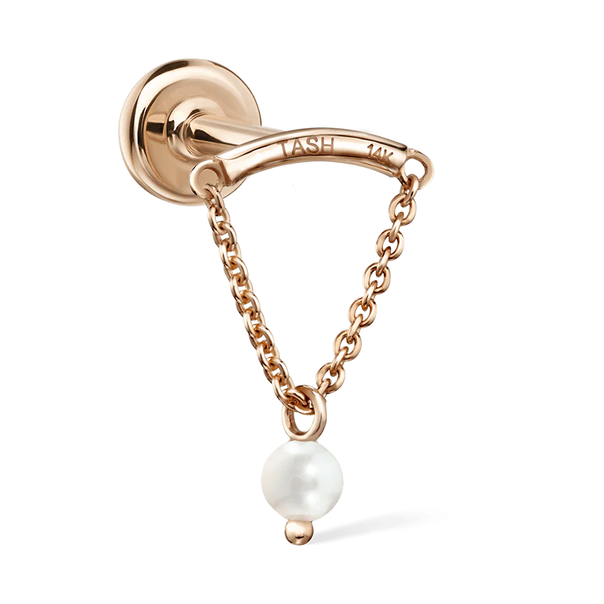 Pearl Drape Threaded Stud Earring With Titanium Backing - Image 16