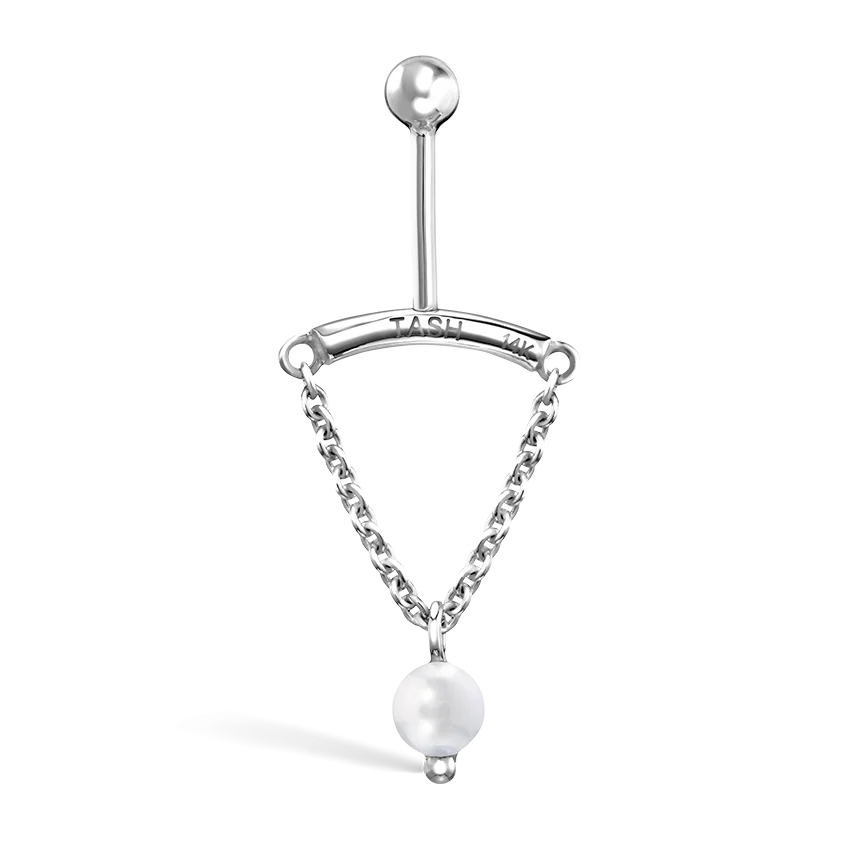 Pearl Drape Threaded Stud Earring With Titanium Backing - Image 6
