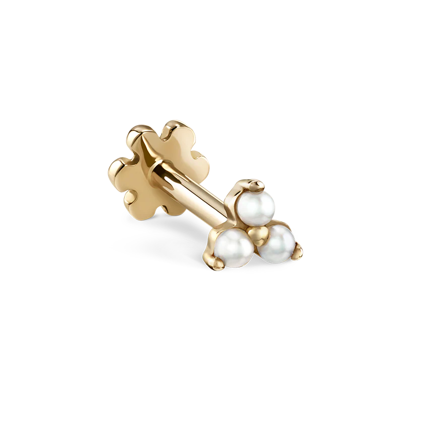 Pearl Trinity Threaded Stud Earring - Image 8