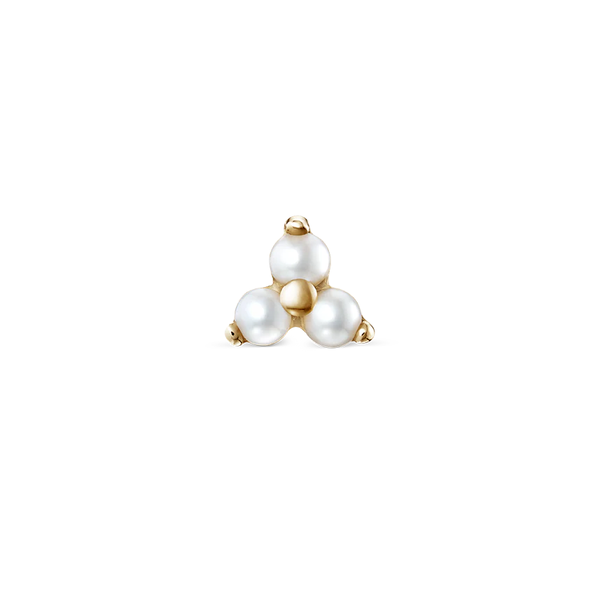Pearl Trinity Threaded Stud Earring With Titanium Backing - Image 12