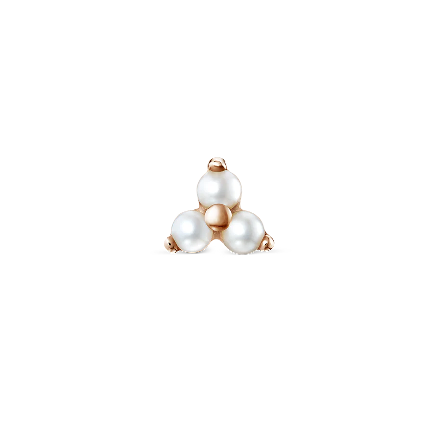 Pearl Trinity Threaded Stud Earring With Titanium Backing - Image 16