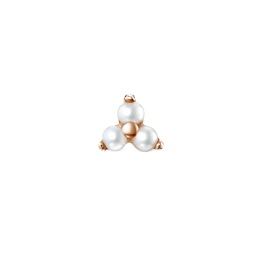 Pearl Trinity Threaded Stud Earring With Titanium Backing - Image 19